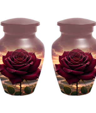 Red Rose Cremation Urn for Ashes - Personalized Floral Memorial for Mom