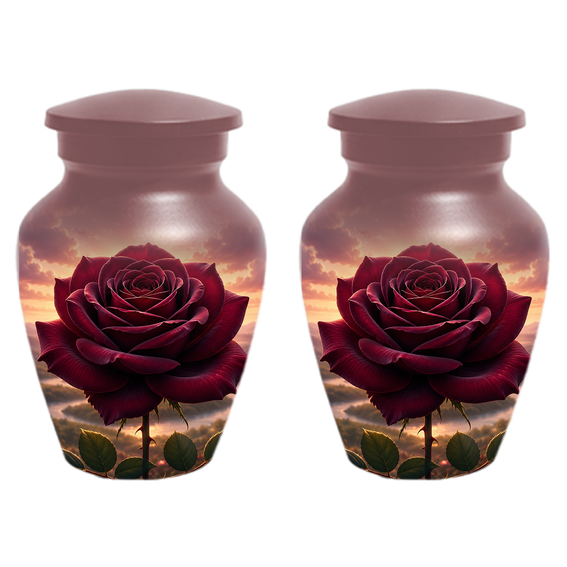 Red Rose Cremation Urn for Ashes - Personalized Floral Memorial for Mom