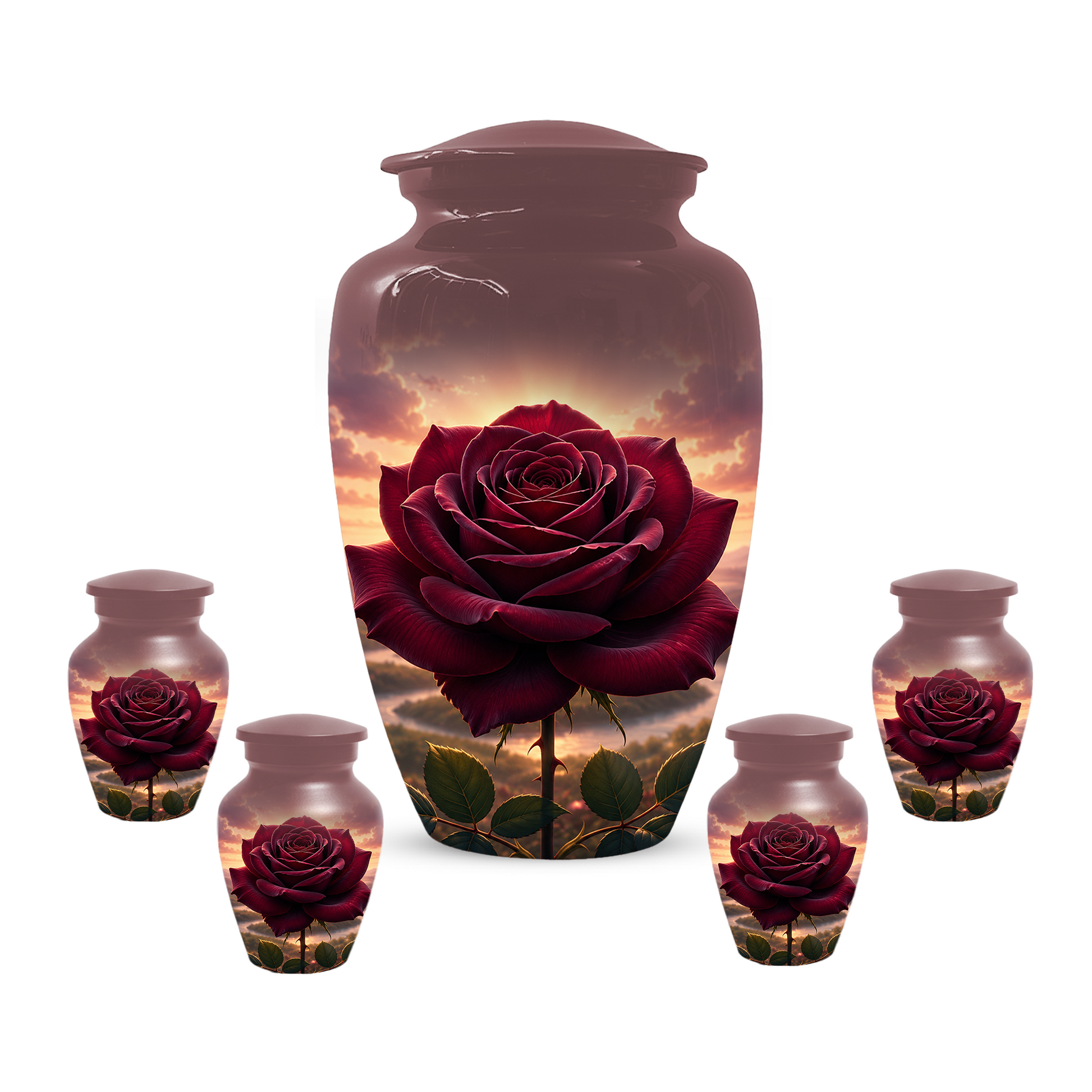 Red Rose Cremation Urn for Ashes - Personalized Floral Memorial for Mom