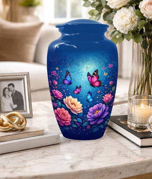 Butterfly Memorial Urn for Woman Ashes - Floral Cremation Urns for Mom