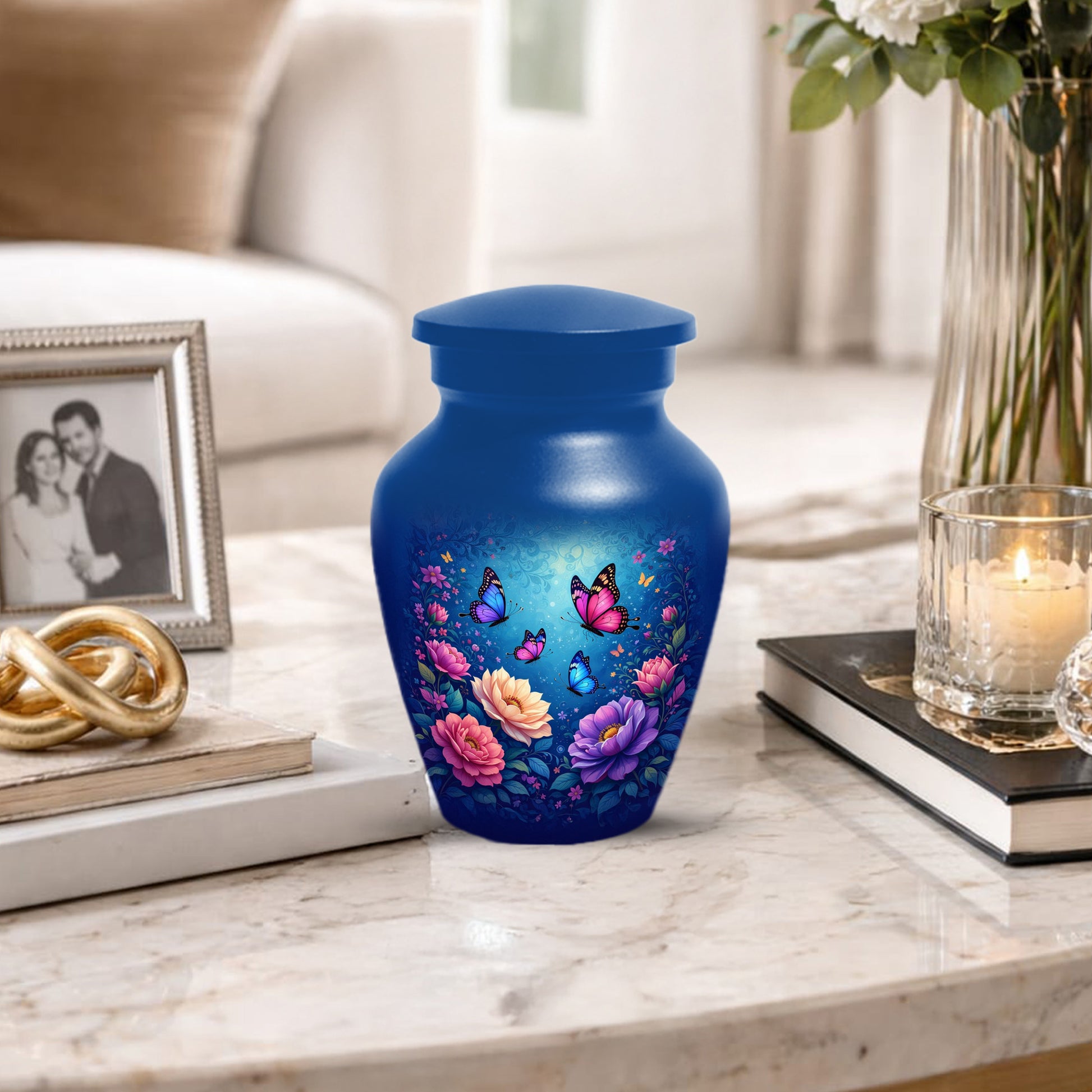 Butterfly Memorial Urn for Woman Ashes - Floral Cremation Urns for Mom