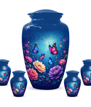 Butterfly Memorial Urn for Woman Ashes - Floral Cremation Urns for Mom