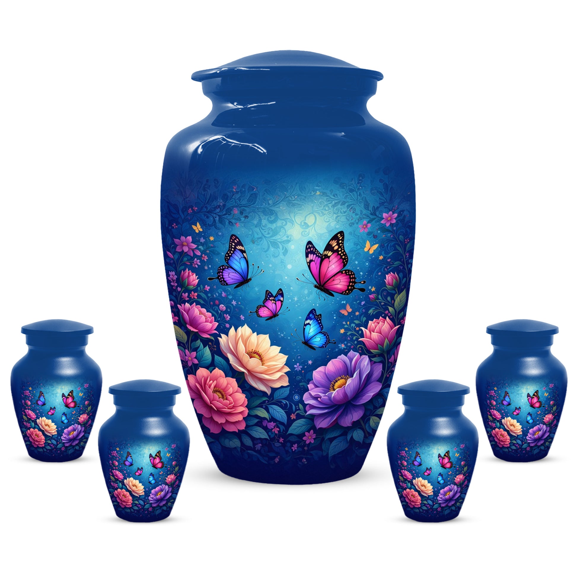 Butterfly Memorial Urn for Woman Ashes - Floral Cremation Urns for Mom