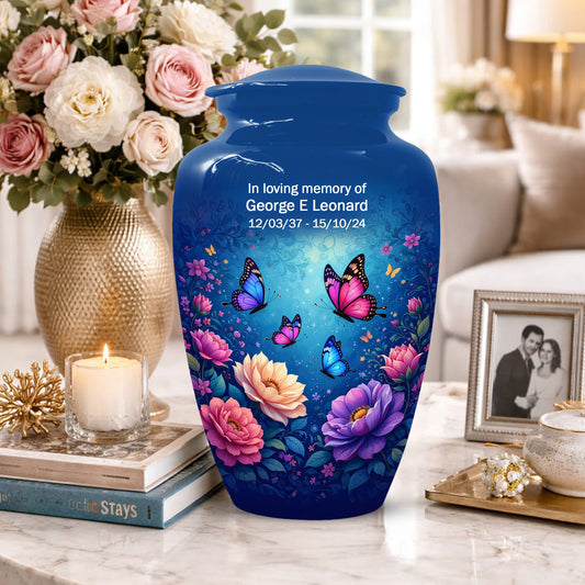 Butterfly Memorial Urn for Woman Ashes - Floral Cremation Urns for Mom