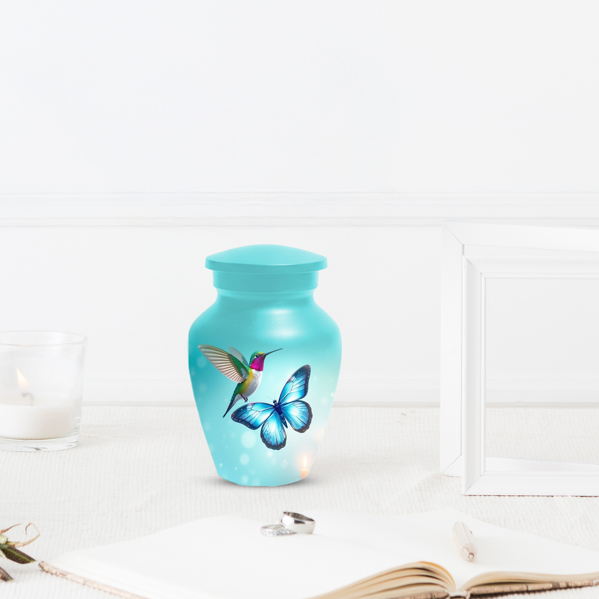 Hummingbird & Butterfly Urn for Human Ashes, Personalized Cremation Urn