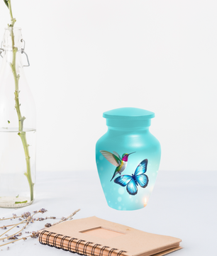 Hummingbird & Butterfly Urn for Human Ashes, Personalized Cremation Urn