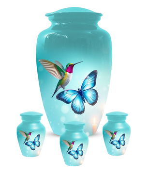 Hummingbird & Butterfly Urn for Human Ashes, Personalized Cremation Urn