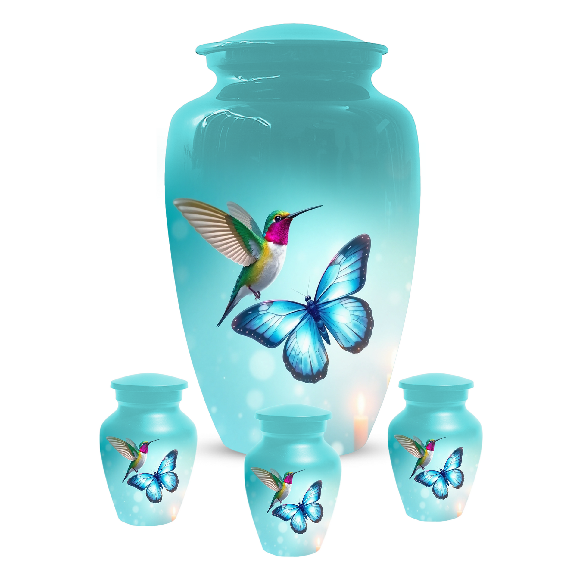 Hummingbird & Butterfly Urn for Human Ashes, Personalized Cremation Urn