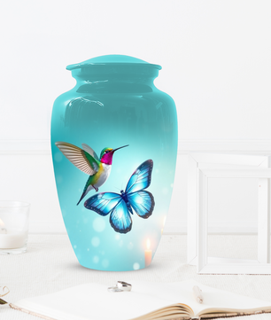 Hummingbird & Butterfly Urn for Human Ashes, Personalized Cremation Urn