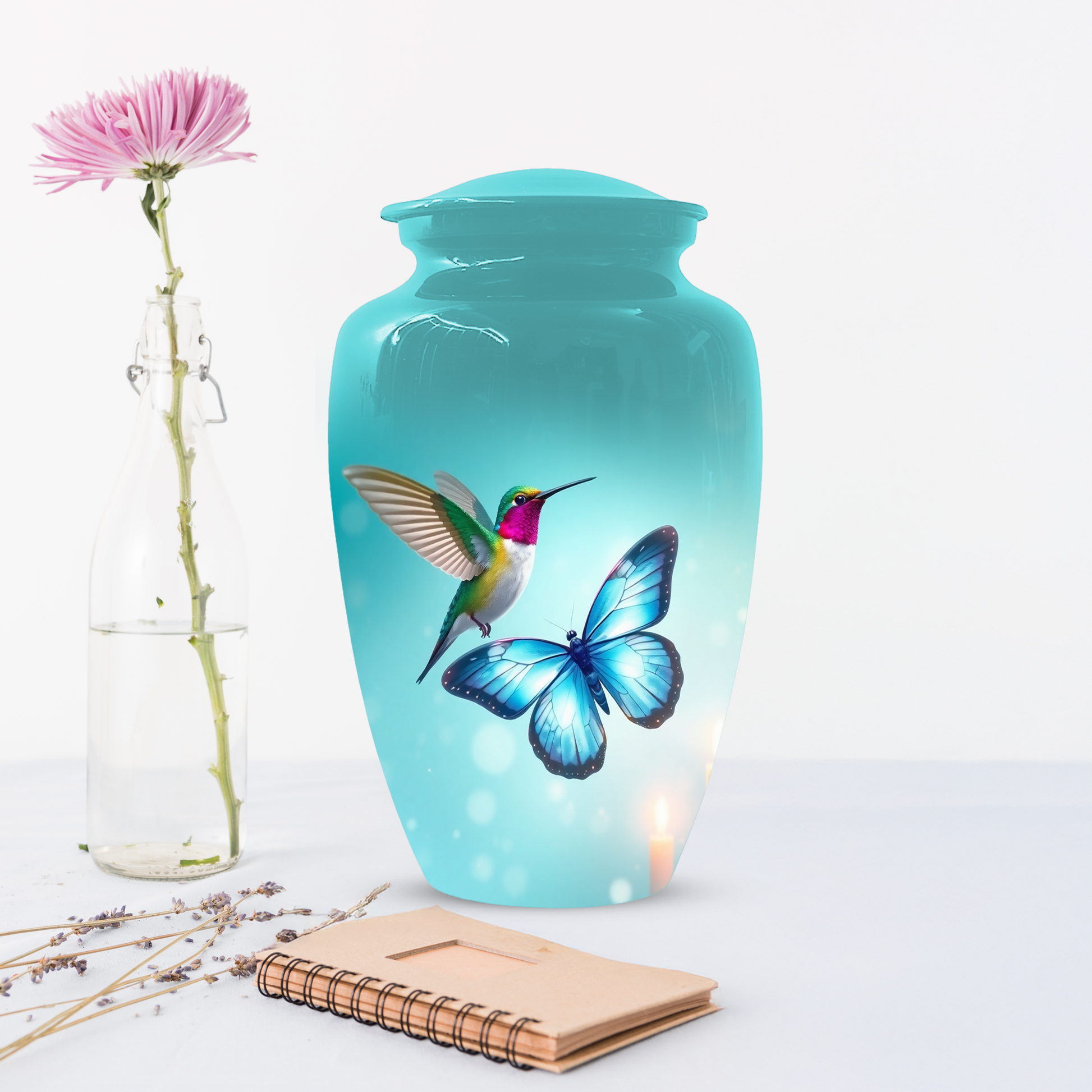 Hummingbird & Butterfly Urn for Human Ashes, Personalized Cremation Urn