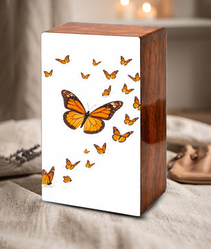 Monarch Butterfly Urn For Human Ashes - Personalized Wooden Keepsake with Butterflies