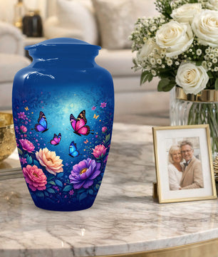 Butterfly Memorial Urn for Woman Ashes - Floral Cremation Urns for Mom