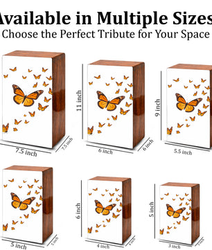 Monarch Butterfly Urn For Human Ashes - Personalized Wooden Keepsake with Butterflies