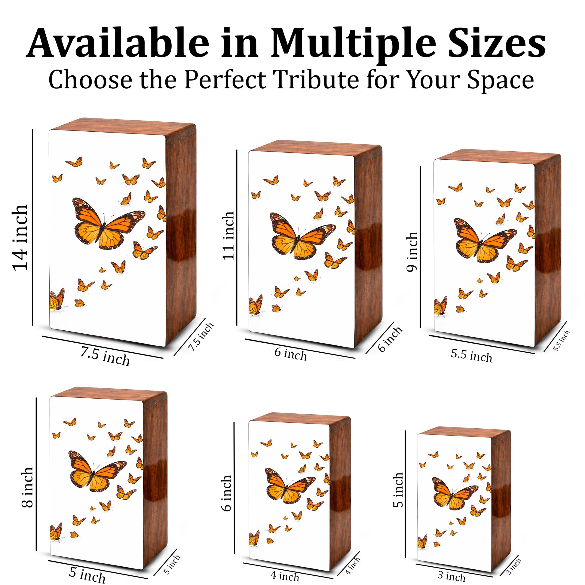 Monarch Butterfly Urn For Human Ashes - Personalized Wooden Keepsake with Butterflies