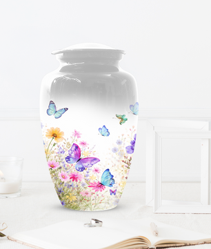 Butterfly Memorial Urn for Human Ashes, Custom Floral Cremation Urn, Butterfly Urn for Mom