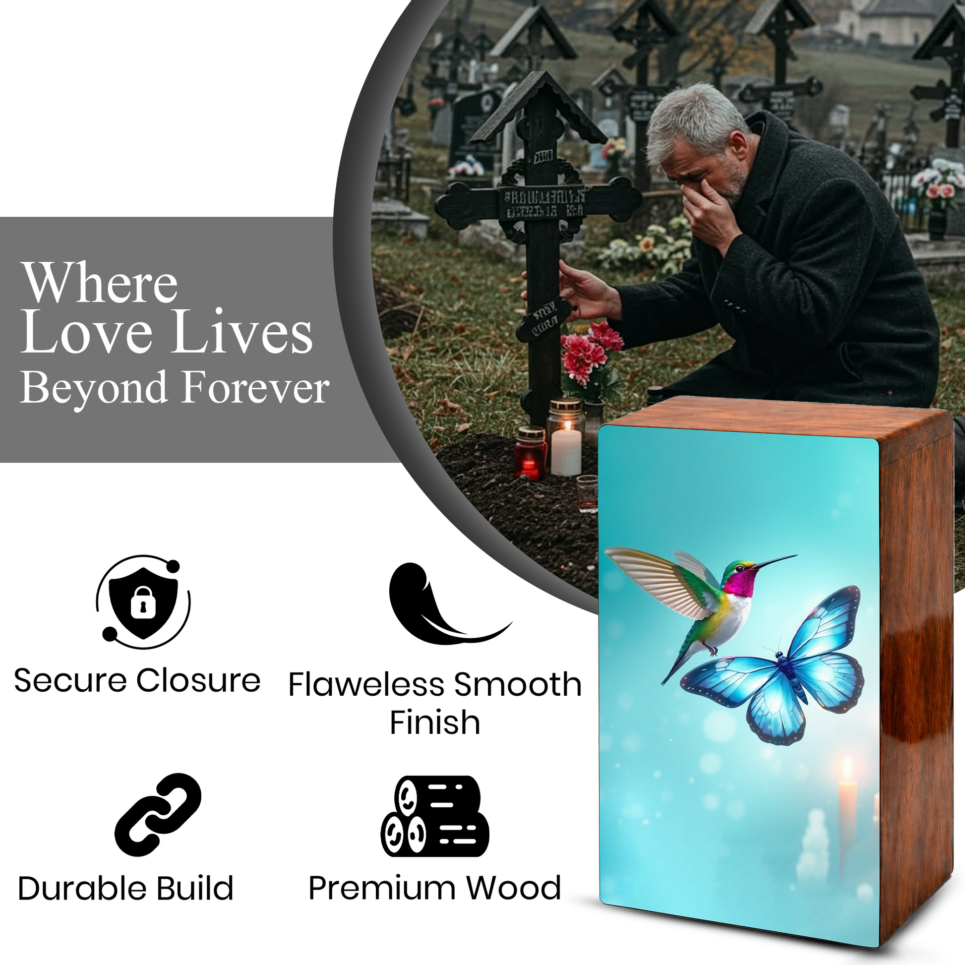 Hummingbird and Butterfly Urn for Ashes, Memorial Urns for Mom