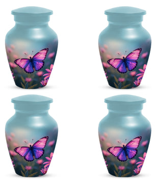 Purple Pink Butterfly Urn for Human Ashes | Elegant Purple Pink Butterfly Cremation Urn for Adult Ashes