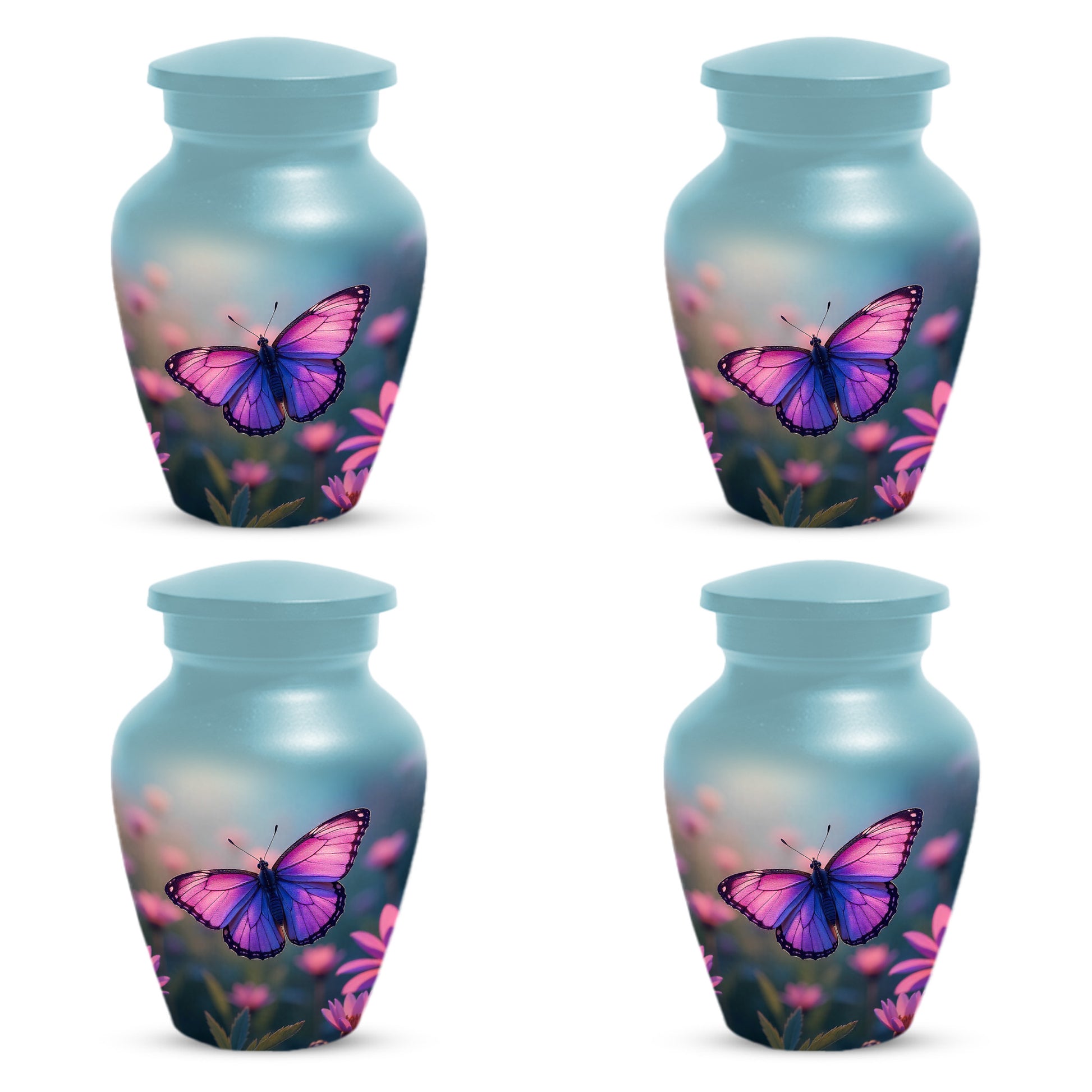 Purple Pink Butterfly Urn for Human Ashes | Elegant Purple Pink Butterfly Cremation Urn for Adult Ashes