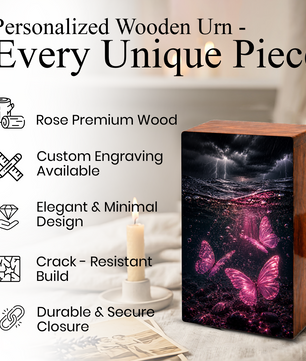 Pink Butterfly Urn For Human Ashes - Ocean Memorial Urns For Male and Female