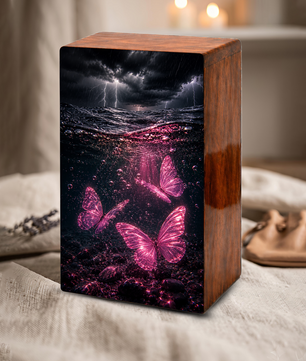 Pink Butterfly Urn For Human Ashes - Ocean Memorial Urns For Male and Female