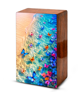 Butterfly Beach Urn For Human Ashes - Personalized Cremation Urns With Butterflies