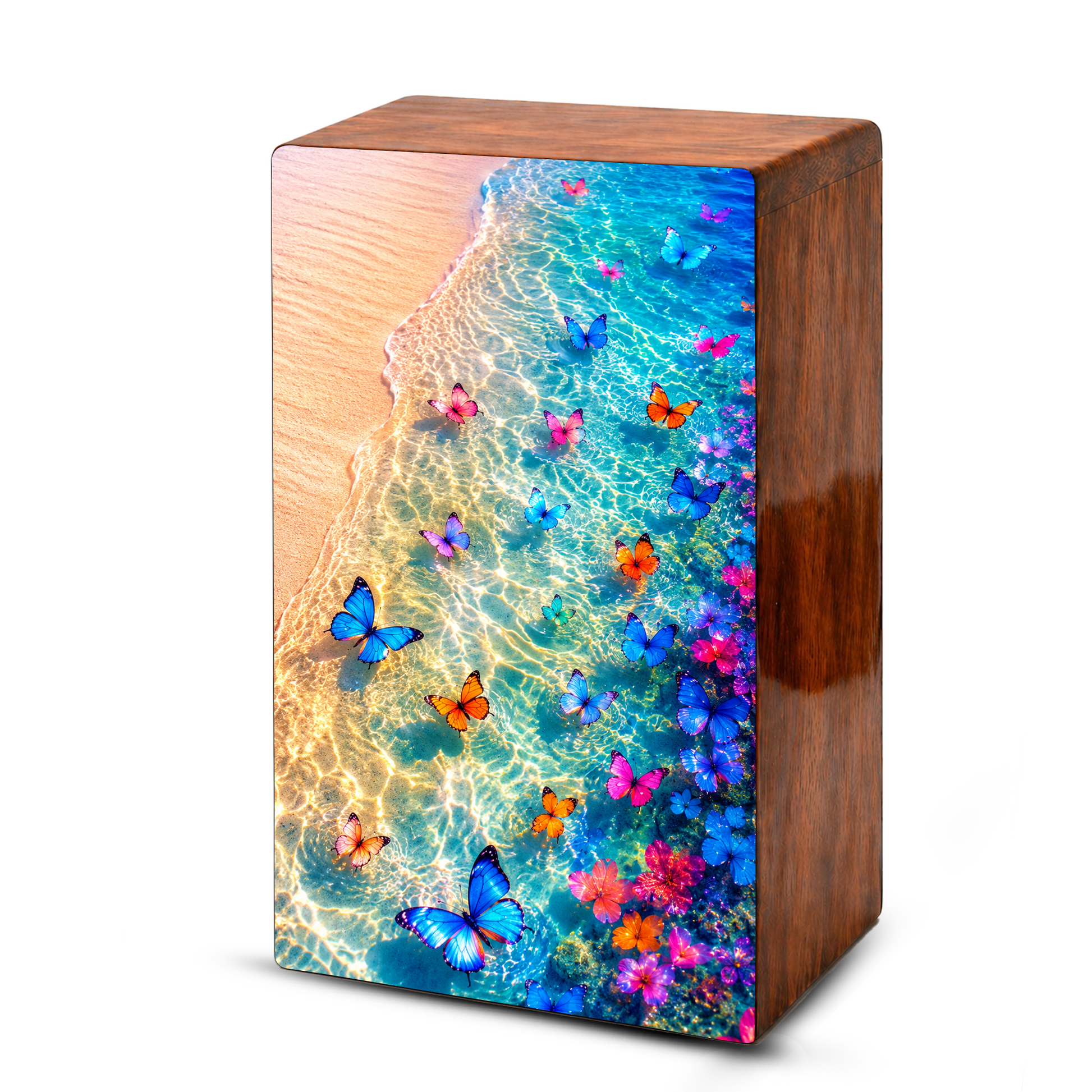 Butterfly Beach Urn For Human Ashes - Personalized Cremation Urns With Butterflies
