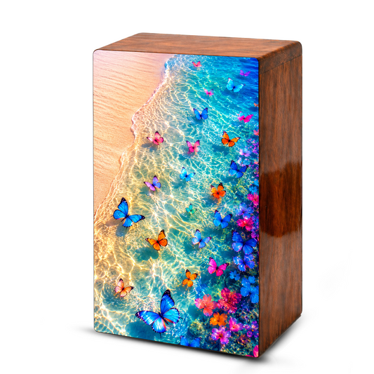 Butterfly Beach Urn For Human Ashes - Personalized Cremation Urns With Butterflies