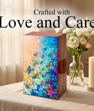 Butterfly Beach Urn For Human Ashes - Personalized Cremation Urns With Butterflies