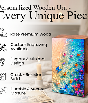 Butterfly Beach Urn For Human Ashes - Personalized Cremation Urns With Butterflies