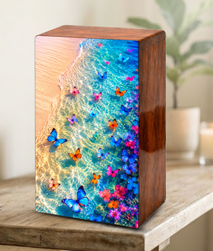 Butterfly Beach Urn For Human Ashes - Personalized Cremation Urns With Butterflies