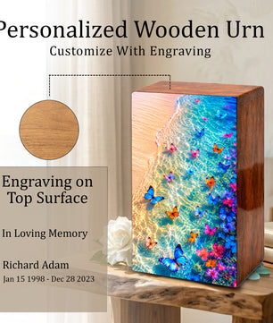 Butterfly Beach Urn For Human Ashes - Personalized Cremation Urns With Butterflies