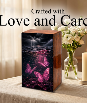 Pink Butterfly Urn For Human Ashes - Ocean Memorial Urns For Male and Female