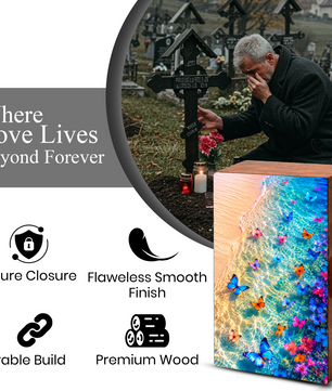 Butterfly Beach Urn For Human Ashes - Personalized Cremation Urns With Butterflies