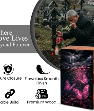 Pink Butterfly Urn For Human Ashes - Ocean Memorial Urns For Male and Female