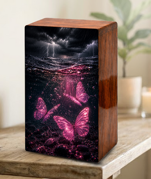 Pink Butterfly Urn For Human Ashes - Ocean Memorial Urns For Male and Female