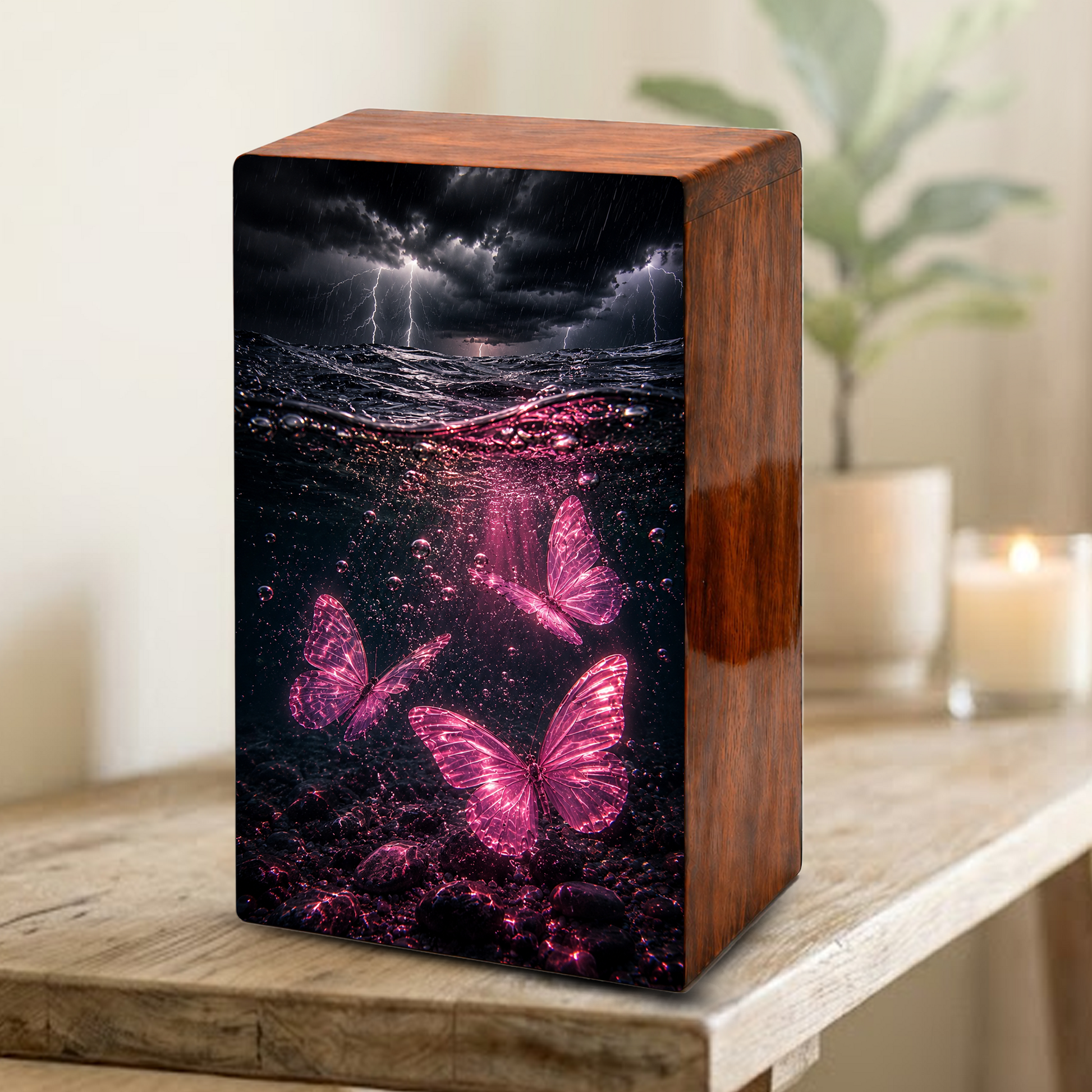 Pink Butterfly Urn For Human Ashes - Ocean Memorial Urns For Male and Female