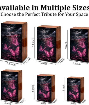 Pink Butterfly Urn For Human Ashes - Ocean Memorial Urns For Male and Female
