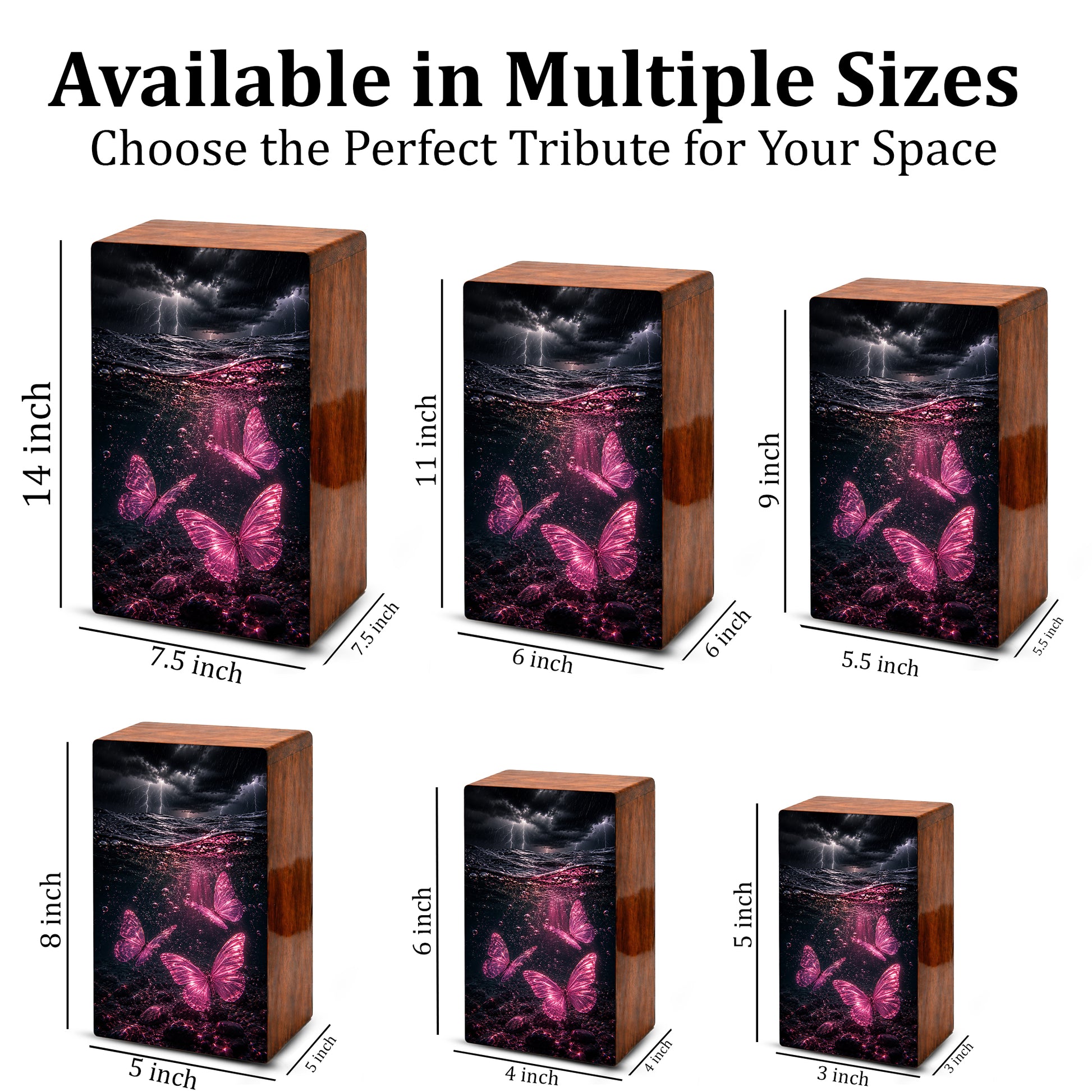 Pink Butterfly Urn For Human Ashes - Ocean Memorial Urns For Male and Female