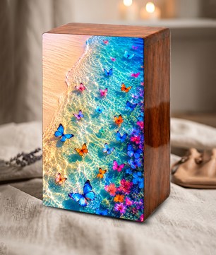 Butterfly Beach Urn For Human Ashes - Personalized Cremation Urns With Butterflies