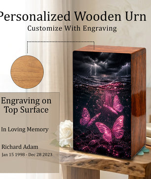 Pink Butterfly Urn For Human Ashes - Ocean Memorial Urns For Male and Female