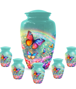 Butterfly Rainbow Memorial Urn for Ashes, Custom Butterfly Cremation Urn, Urn for Mom