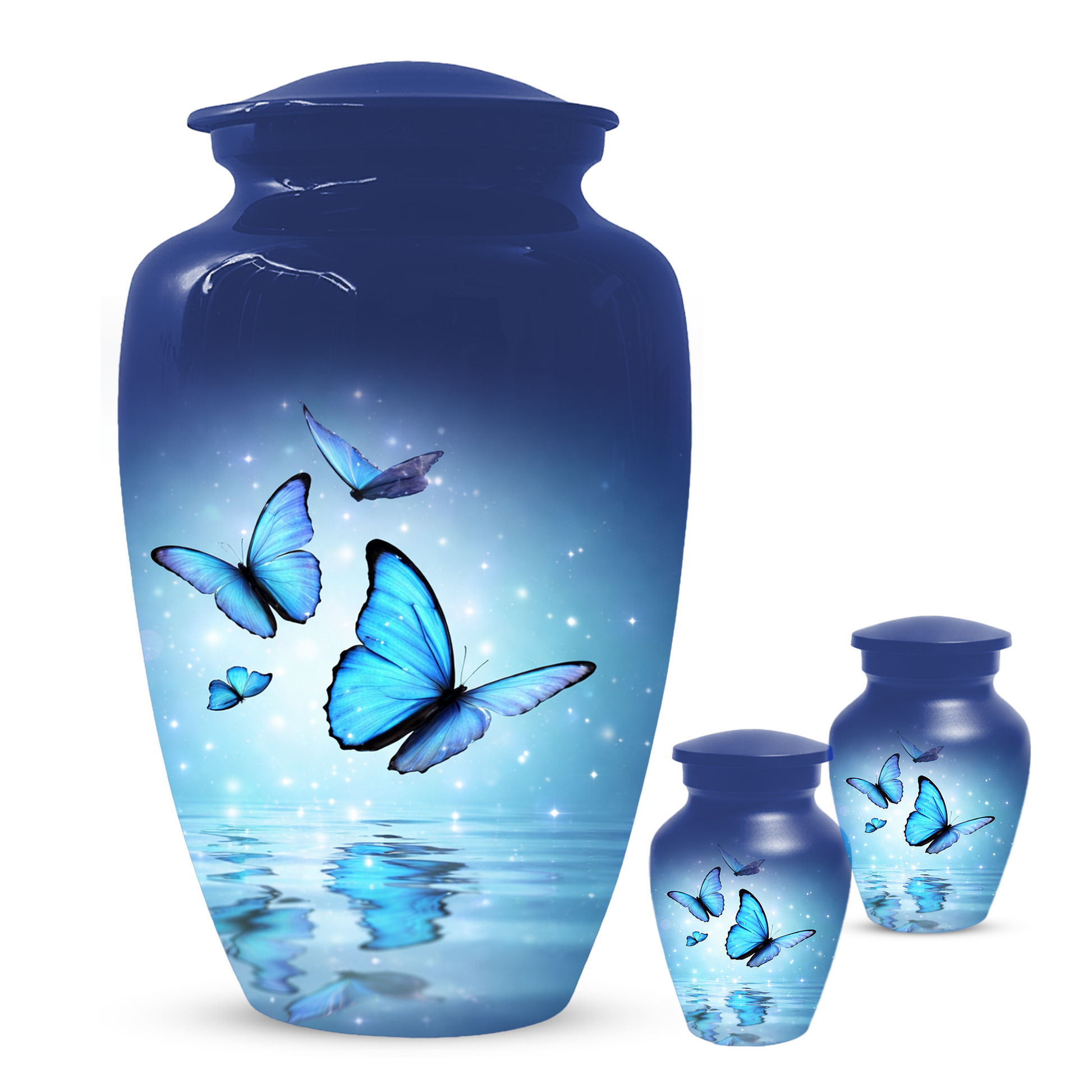Blue Butterfly Urn for Ashes, Custom Butterfly Cremation Urn, Memorial Urn for Mom