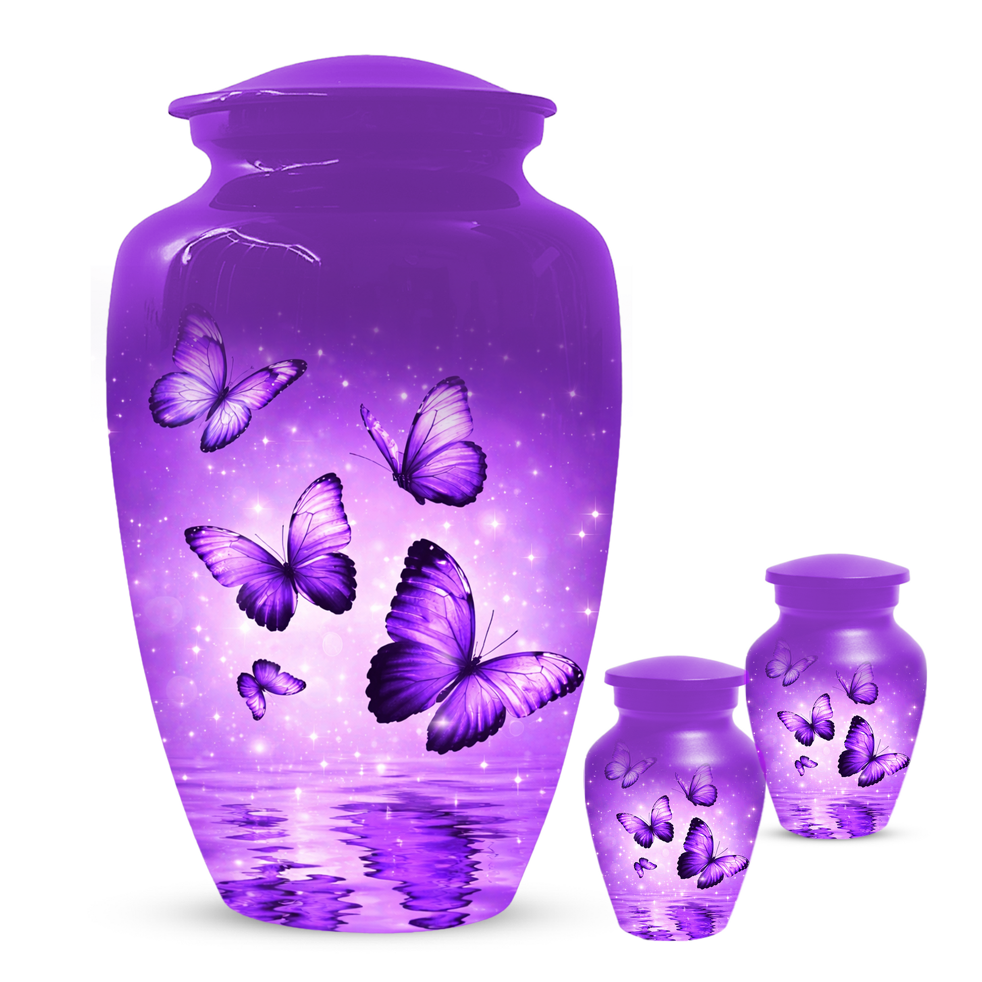 Purple Butterfly Memorial Urn for Ashes, Custom Butterfly Cremation Urn