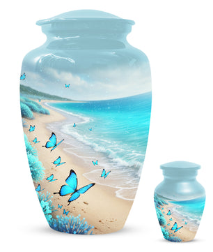 Personalized Butterfly Beach Urn for Mom – Ocean Cremation Urn for Ashes