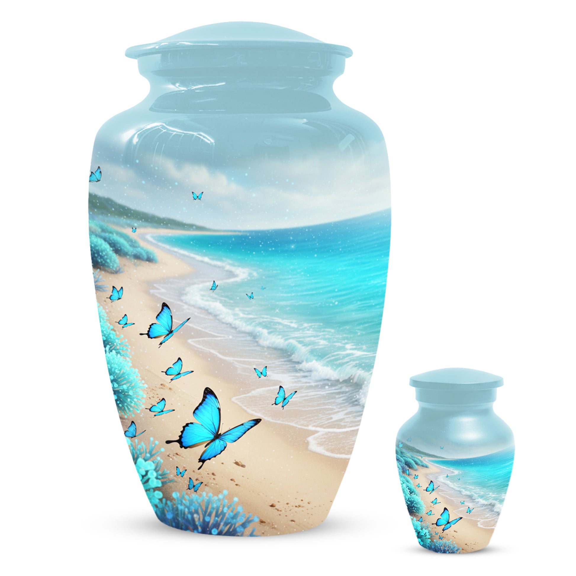 Personalized Butterfly Beach Urn for Mom – Ocean Cremation Urn for Ashes