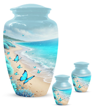 Personalized Butterfly Beach Urn for Mom – Ocean Cremation Urn for Ashes