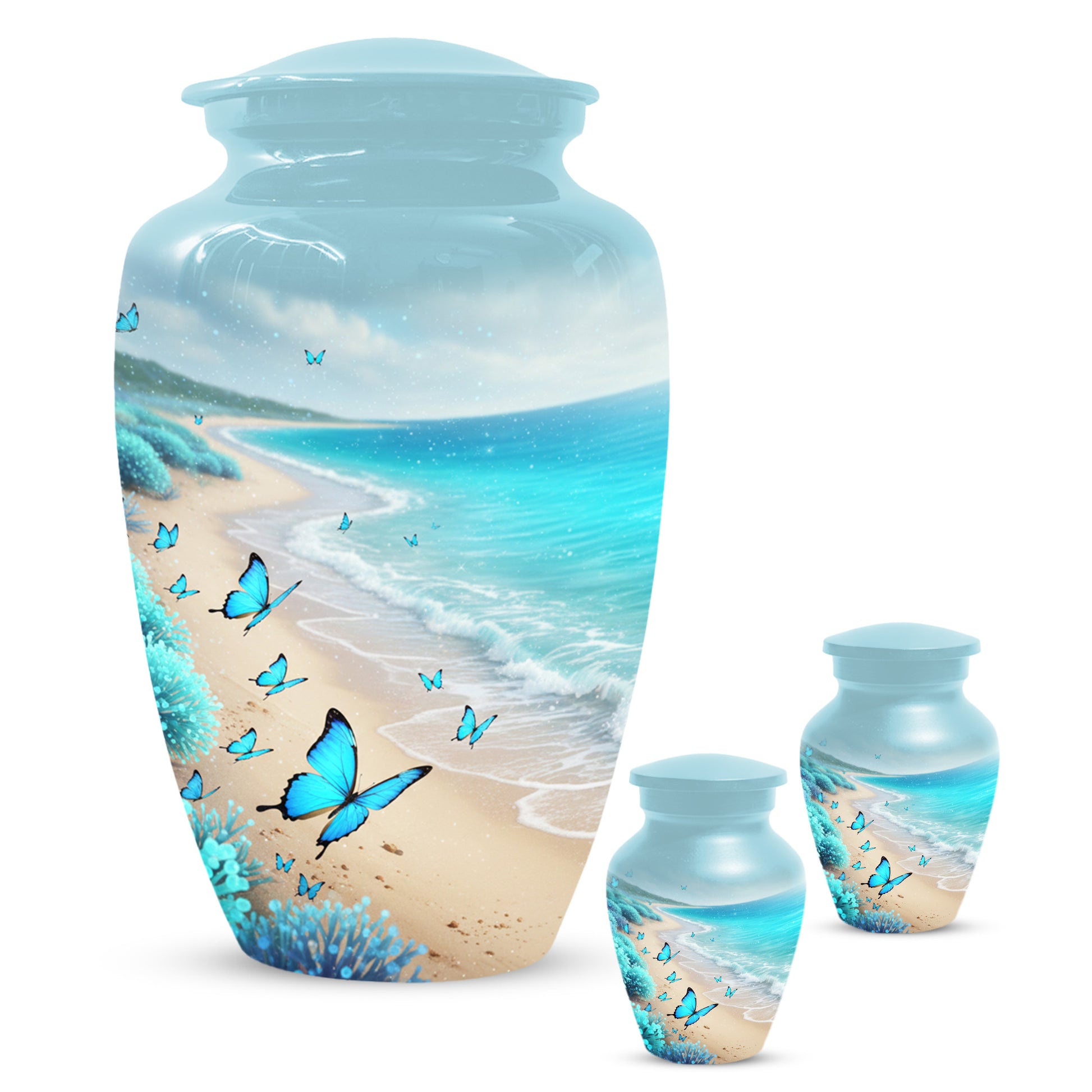 Personalized Butterfly Beach Urn for Mom – Ocean Cremation Urn for Ashes