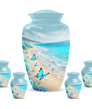 Personalized Butterfly Beach Urn for Mom – Ocean Cremation Urn for Ashes