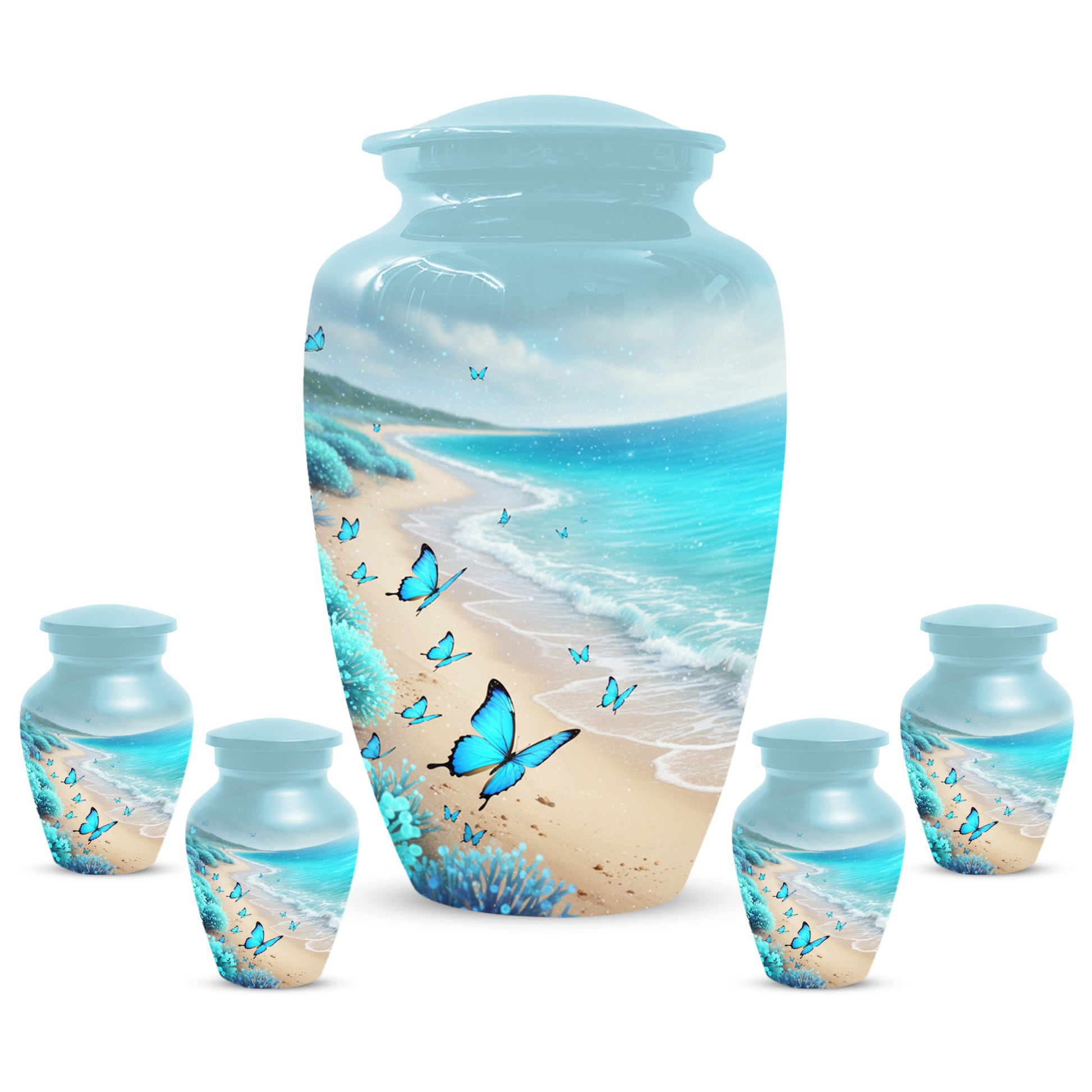 Personalized Butterfly Beach Urn for Mom – Ocean Cremation Urn for Ashes