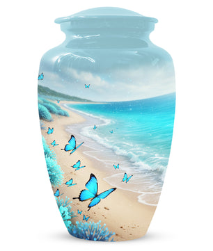 Personalized Butterfly Beach Urn for Mom – Ocean Cremation Urn for Ashes